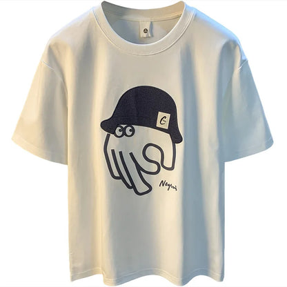 High-End Men’s Summer Embroidered T-shirt Trendy Loose Breathable Top