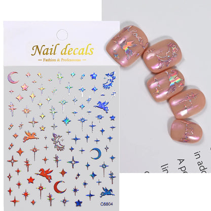 3D Gold Heart Nail Art Stickers