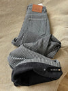 Womens Baggy Jeans Striped Y2K Velvet Lined Winter Korean Style