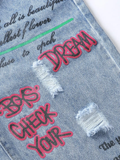 Men's y2k Baggy Jeans Hip Hop Ripped Trousers Harem Cartoon Loose