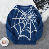 Men Spider Web Knit Pullover Sweater