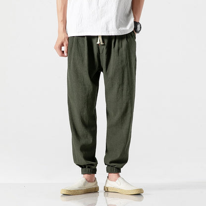 Men Pants Joggers Trousers Cotton Linen Casual Harajuku