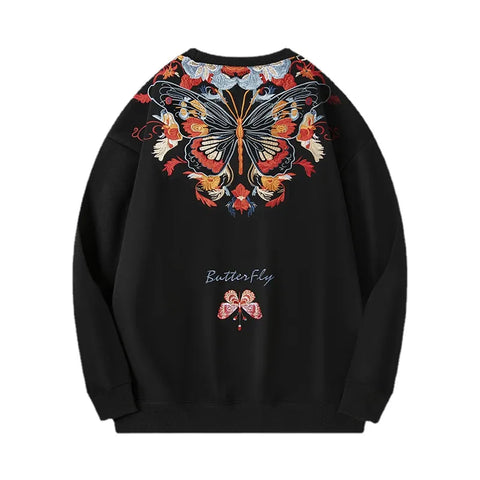 Geflügelte Eleganz Schmetterling Print Männer Harajuku Sweatshirt Vintage Hip Hop Stil