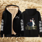 Anime Jujutsu Kaisen Hoodies Winter Warm Jacket Yuji Itadori Printed Hoodie Gojo Satoru Streetwear Long Sleeve Unisex