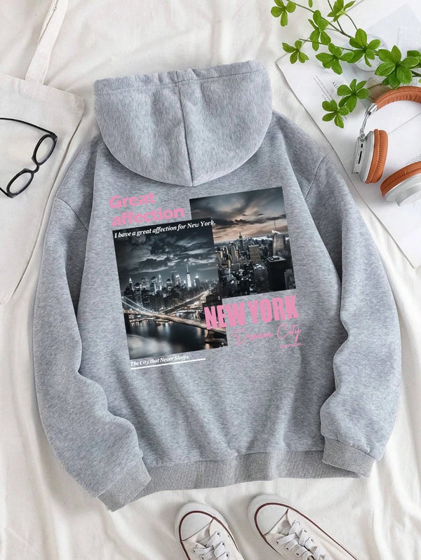 New York Hoodie Women Fashion Oversize Streetwear Top