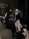 Autumn Winter Oversized Women Hoodie Stylish Letter Print Hooded Coat
