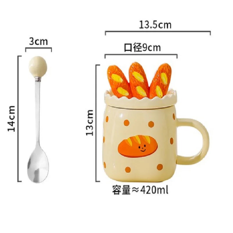 Kreativer französischer Brotbecher, Milchfrühstücksbecher für den Haushalt, Trinkbecher, Kaffeetasse für Nachmittagstee