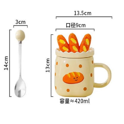 Kreativer französischer Brotbecher, Milchfrühstücksbecher für den Haushalt, Trinkbecher, Kaffeetasse für Nachmittagstee