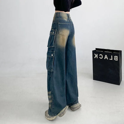 Women's Vintage High Waisted Boyfriend Jeans Wide Leg Streetwear Denim
