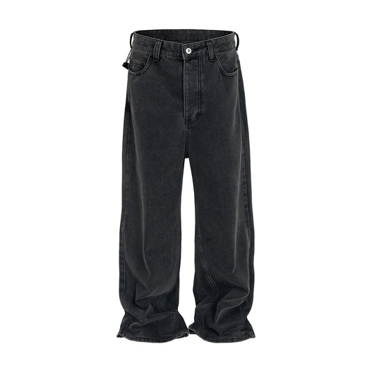 Vintage Black Baggy Jeans Men Streetwear Loose Trousers
