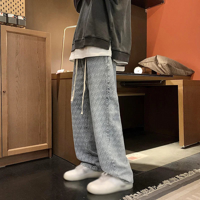 Men's Pants Plaid Scratch Jeans Streetwear