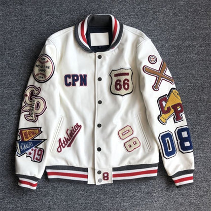 Men Jackets Outwear embroidery white short