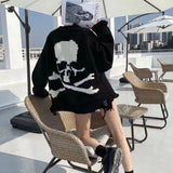 Goth Punk Black Skull Sweater Harajuku Gothic Pullover Vintage Knitted Jumper Chic Streetwear