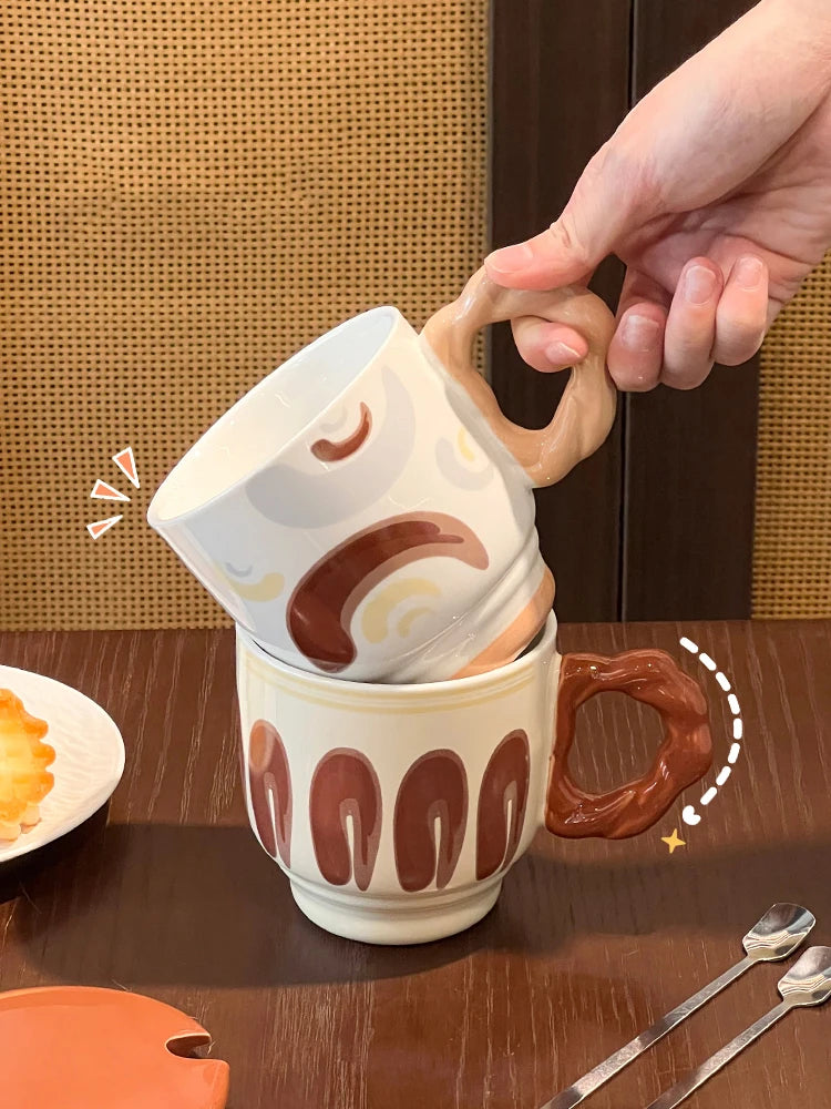 Ceramic Mug 2025 Drinking Water Breakfast Cup with Lid Spoon