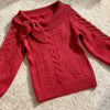 Christmas, Bow, Knitted Sweater, Women, Y2K, Red Pullover