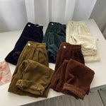 Retro High Waist Corduroy Pants Trousers Korean Fashion