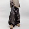 2025 Spring Embroidery Letter Baggy Wide Leg Jeans Men Vintage Denim