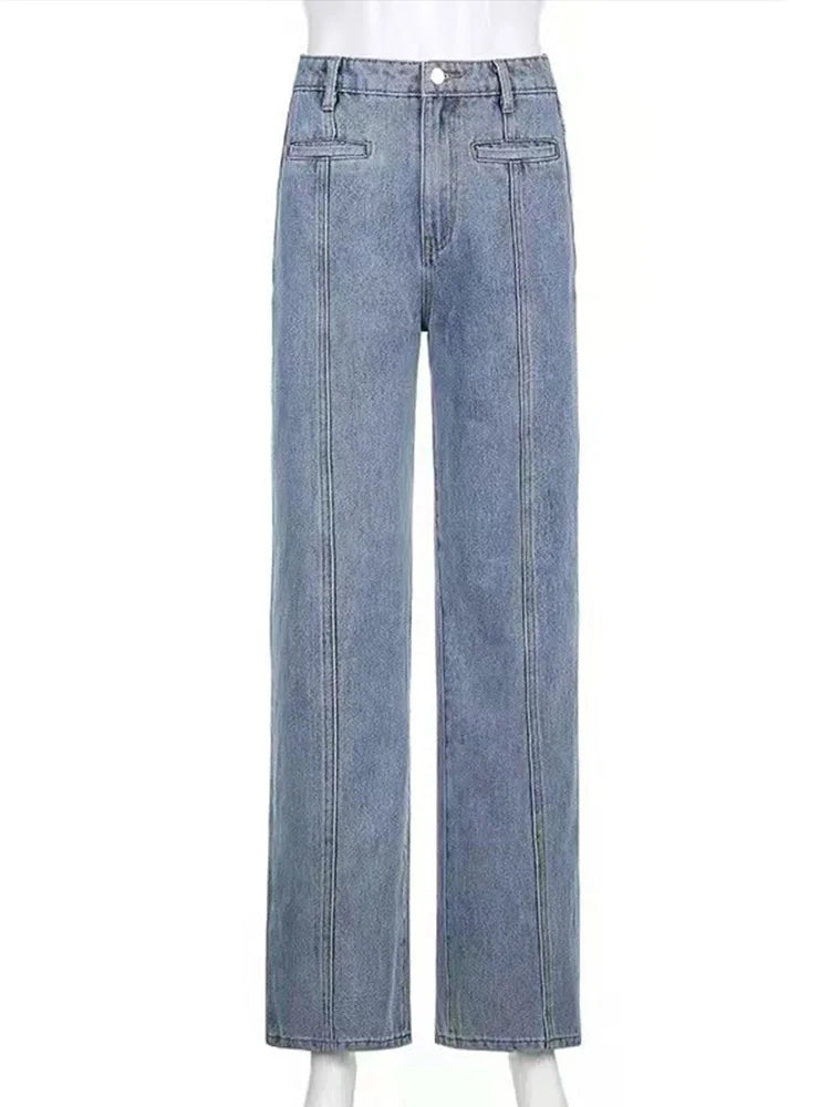 Vintage Patchwork Jeans  Women's High Waist Pentagon Print Pants