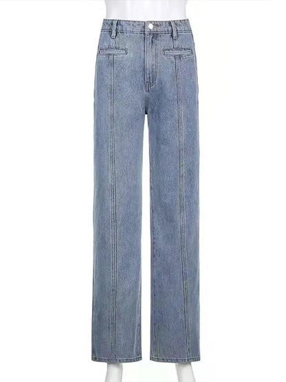 Vintage Patchwork Jeans  Women's High Waist Pentagon Print Pants