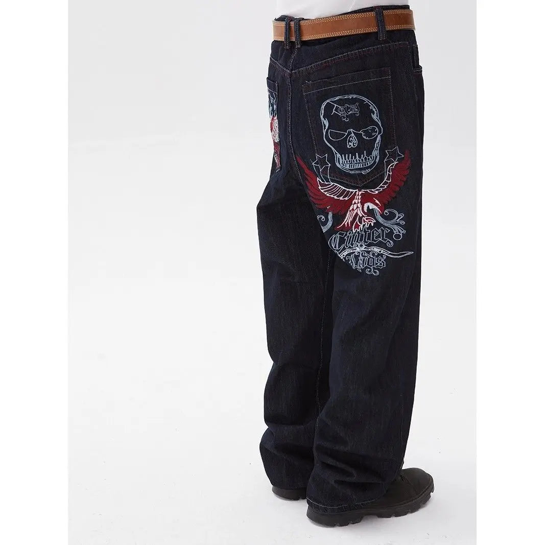 Y2k Goth Cargo Jeans: Loose Fit, Wide Trousers