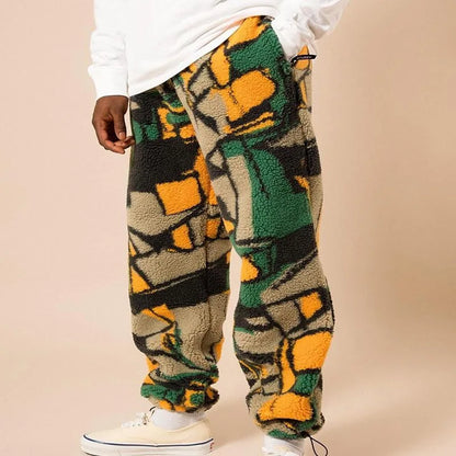 American Trendy Printed Double Color Trousers