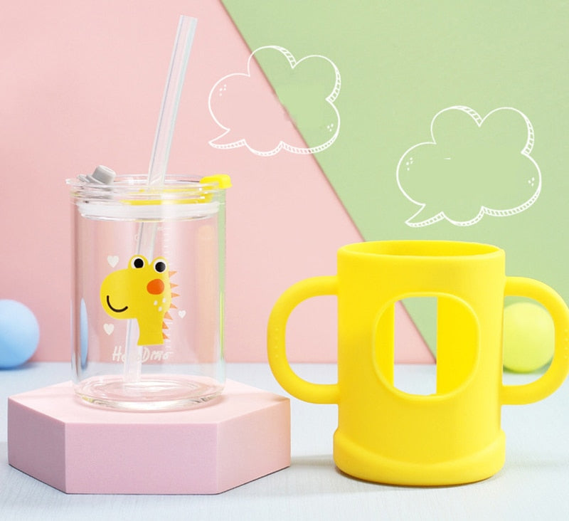 Mug Tumbler Lid HandleCute Cartoon Baby Feeding Cups