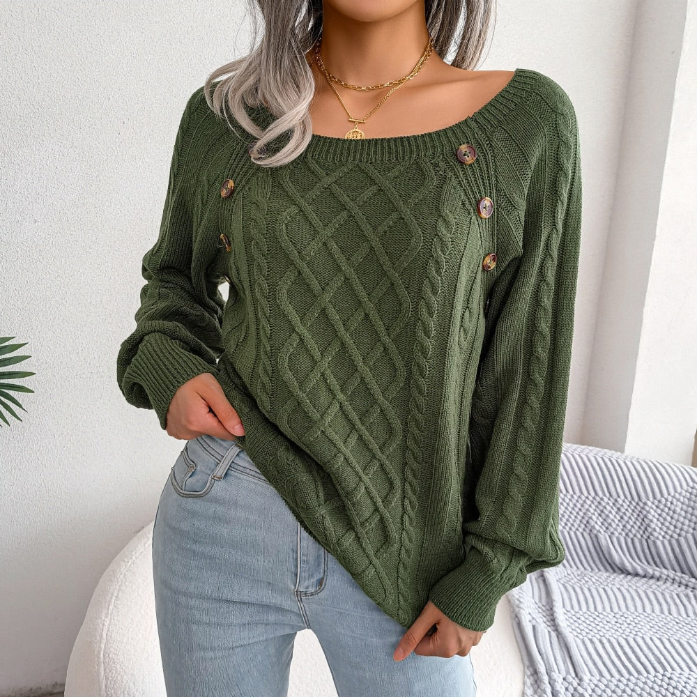 Women Sweater Streetwear Pullovers Knitted Warm Long Sleeves Casual