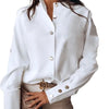 White Long Sleeve Blouse Women Stand Collar Button Up Shirt 2025