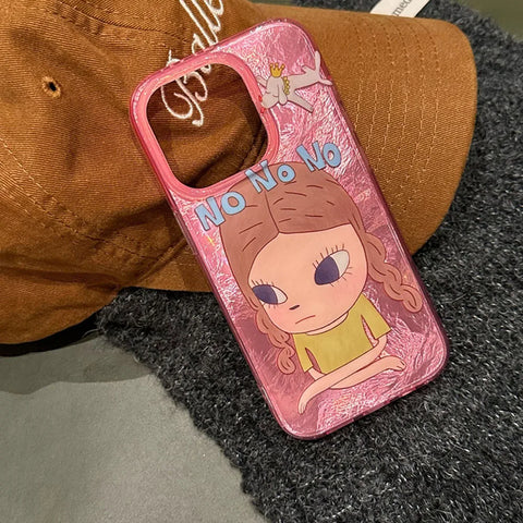 Pink yoshitomo nara phone case For iPhone