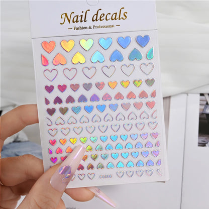 3D Gold Heart Nail Art Stickers
