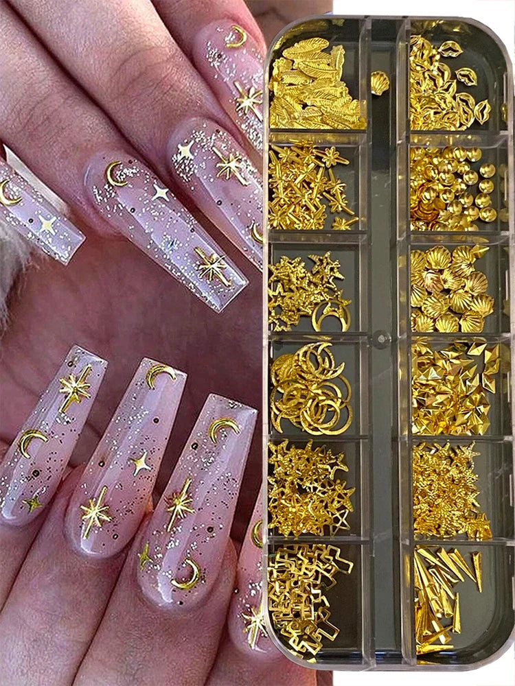 Gold Metallic Nail Art Decorations