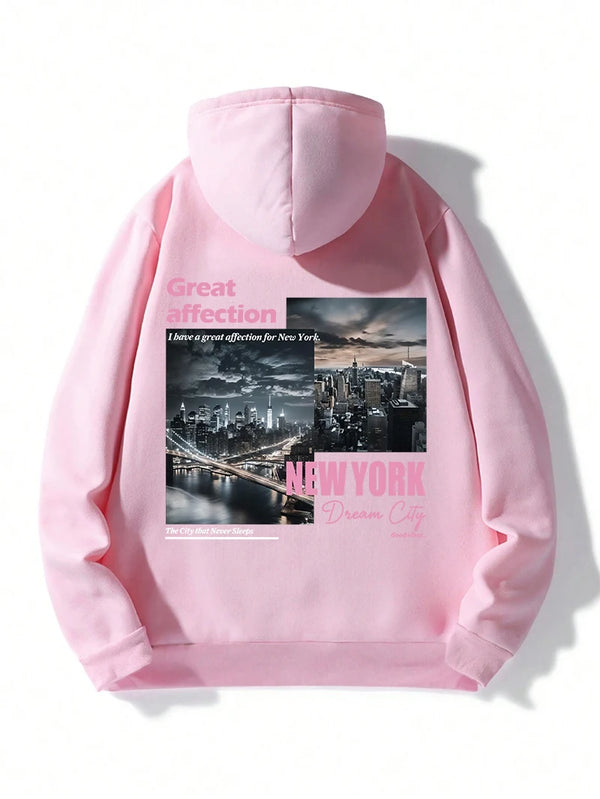 New York Hoodie Women Fashion Oversize Streetwear Top