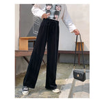 Y2K Koreanischer Stil Schwarze Samt Hose mit weitem Bein Elegante lässige Mode für Frauen