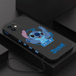 Disney Stitch Soft Phone Case for IPhone 14 13 with Lanyard Anti-fall