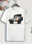 Men's Stylish Car Print T-Shirt - Comfy Summer Wear Crew Neck