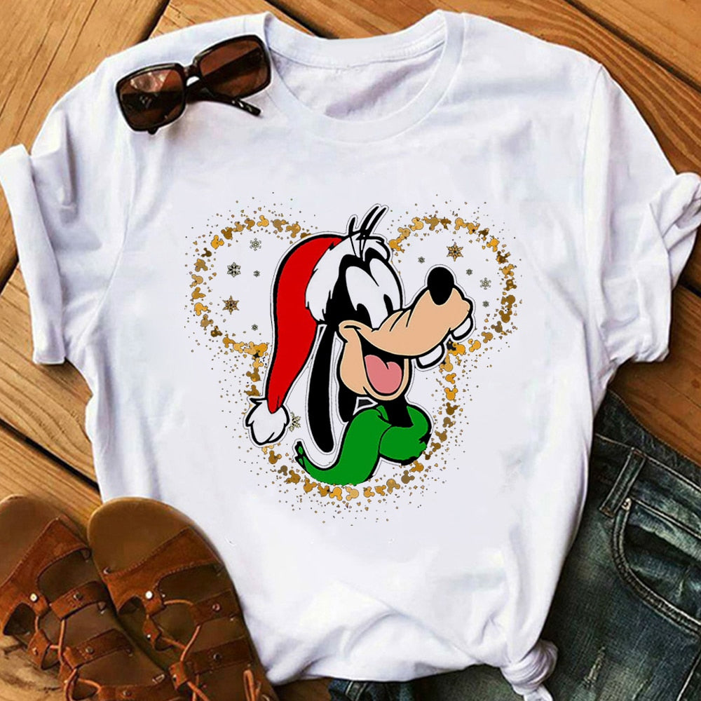 Lustiges süßes Weihnachts-T-Shirt für Damen mit Cartoon-Aufdruck