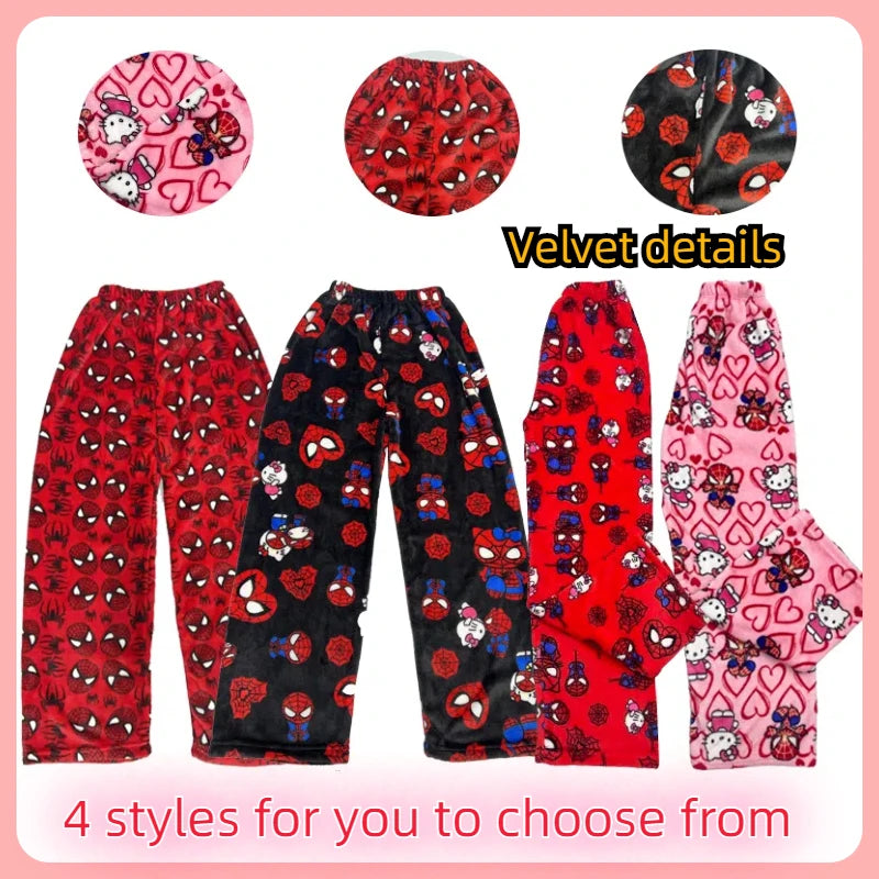 Hello Kitty Spider-Man Pajama Pants Cotton Loose Women’s Lounge Wear