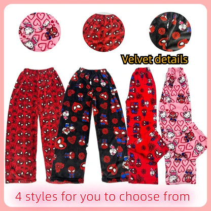 Hello Kitty Spider-Man Pajama Pants Cotton Loose Women’s Lounge Wear