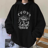 Women Sun Moon Mushroom Print Y2K Harajuku Hoodie