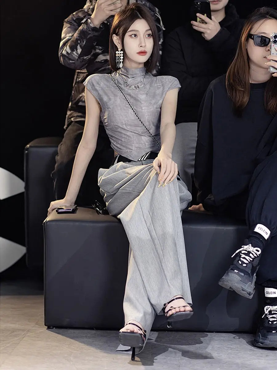 2024 Beliebter Anzug für Damen im Design mit hoher Taille und Mop-Hose