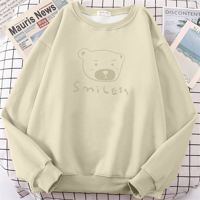 Streetwear Hoodie Damen New Vintage Bedruckter Smile Bear