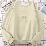 Streetwear Hoodie Women New Vintage Printed Smile Bear