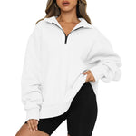 Übergroße Sweatshirt-Hoodies für Damen mit halbem Reißverschluss