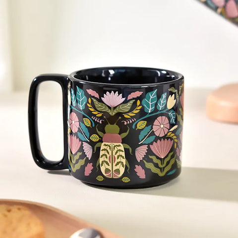 Hand-Painted Flower Ladybug Mug High Ceramic