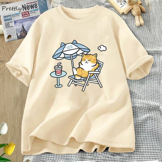 Women's Streetwear T-shirt Cute Cat Graphic