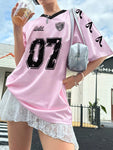 Oversized T-shirt For Women V-Neck Short Sleeve 2025 Summer