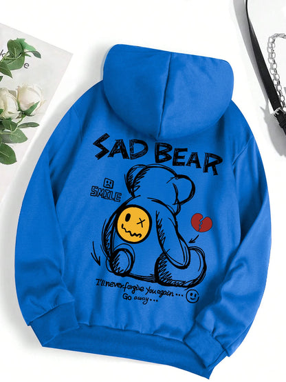 Funny Bear Cartoon Hoodie Women Fleece Casual Top