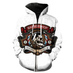 Cartoon Skull Barber Zipper Hoodie 3D Printed Funny Fashion Harajuku Top Hot Sale