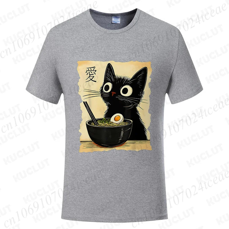 Kawaii Cat Ramen Japanese Anime T-Shirt