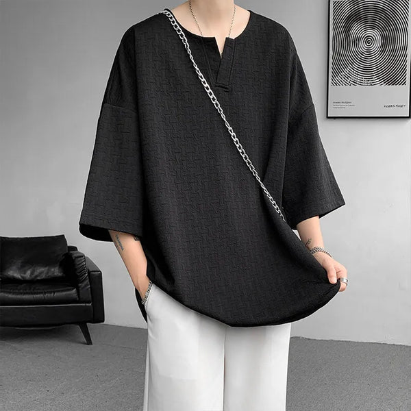 Mens Loose Fit V Neck Tshirt Breathable Lightweight Summer Tee